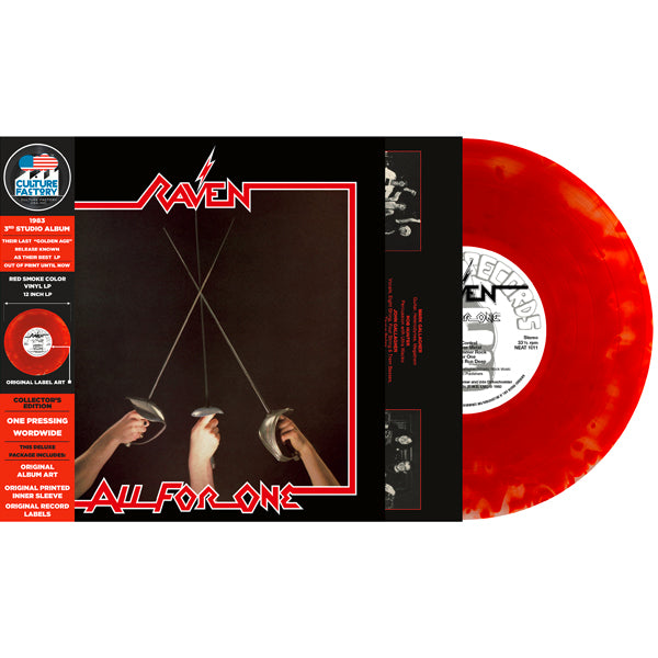 RAVEN - ALL FOR ONE - RED & BLACK SMOKE - Vinyl Record