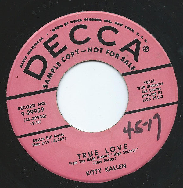 Kitty Kallen - True Love / Will I Always Be Your Sweetheart?