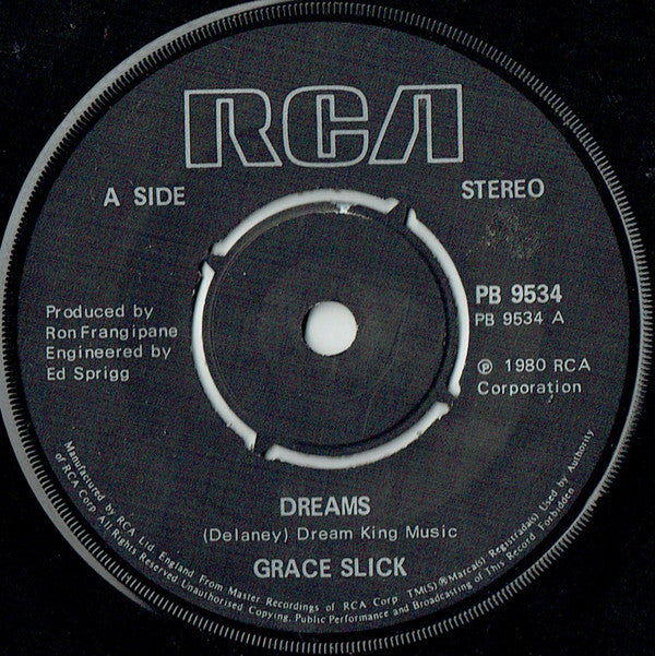 Grace Slick - Dreams - Used Vinyl Record 7"