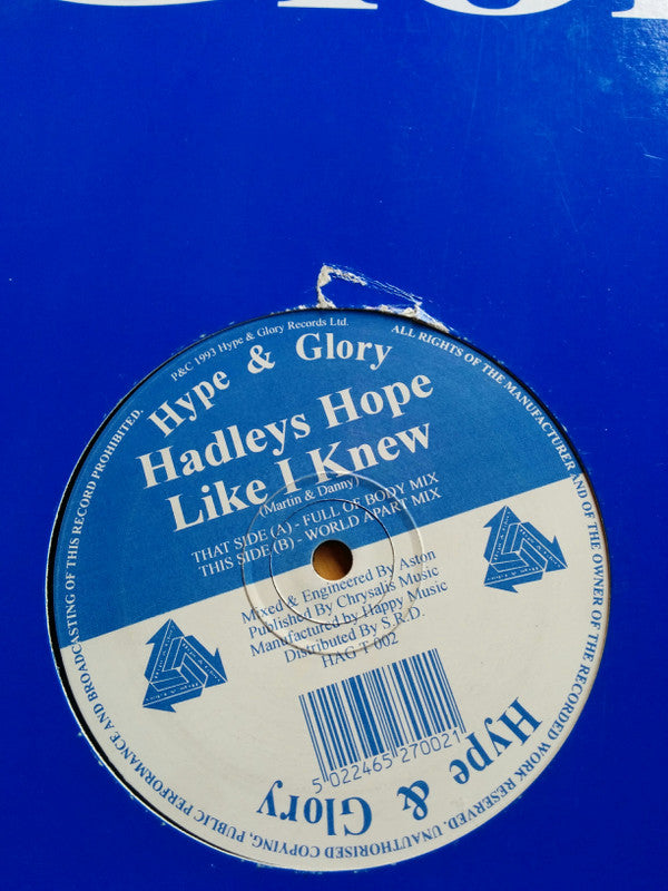 Hadleys Hope - Like I Knew - Used Vinyl Record 12"