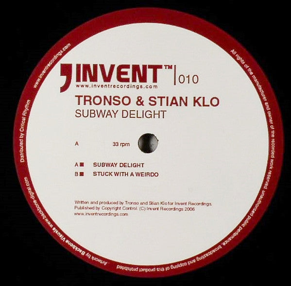 Tronso & Stian Klo - Stuck With A Weirdo / Subway Delight - New Vinyl