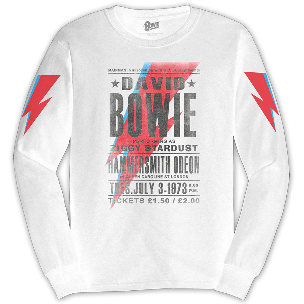 David Bowie - tshirt - Unisex - Long Sleeves - Hammersmith Od - Medium