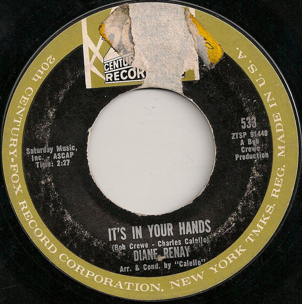Diane Renay - It's In Your Hands - Used Vinyl Record 7"