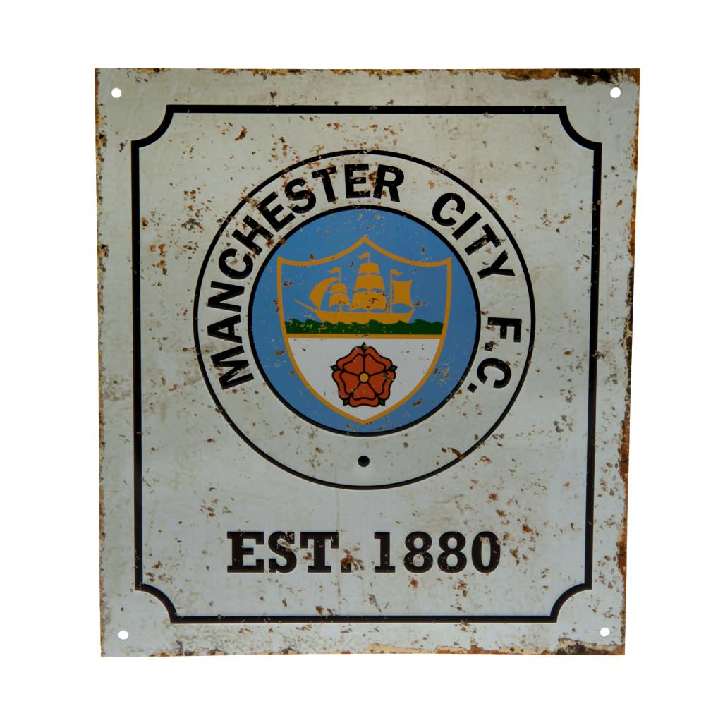 Manchester City FC - Retro Logo Sign - New Metal Signs