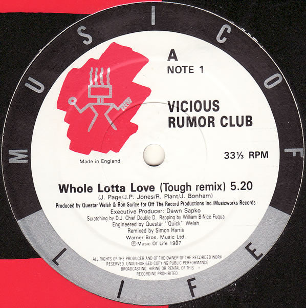 Vicious Rumor Club - Whole Lotta Love - Used Vinyl Record 12"