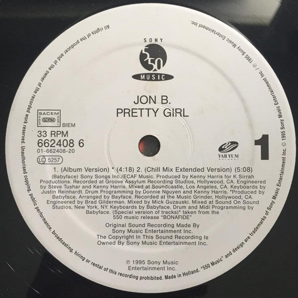 Jon B - Pretty Girl - Vinyl Record 12"