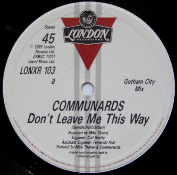 Communards - Don't Leave Me This Way (Gotham City Mix) - Used Vinyl Rec