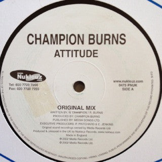 Champion Burns - Attitude - Used Vinyl Record 12"
