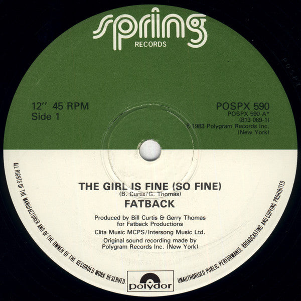 Fatback Band - Girl Is Fine (So Fine) - Used Vinyl Record 12"