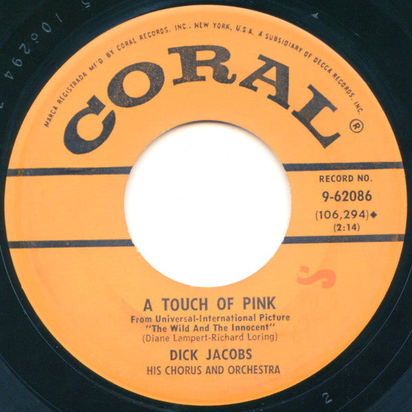 Dick Jacobs - A Touch Of Pink - Used Vinyl Record 7"