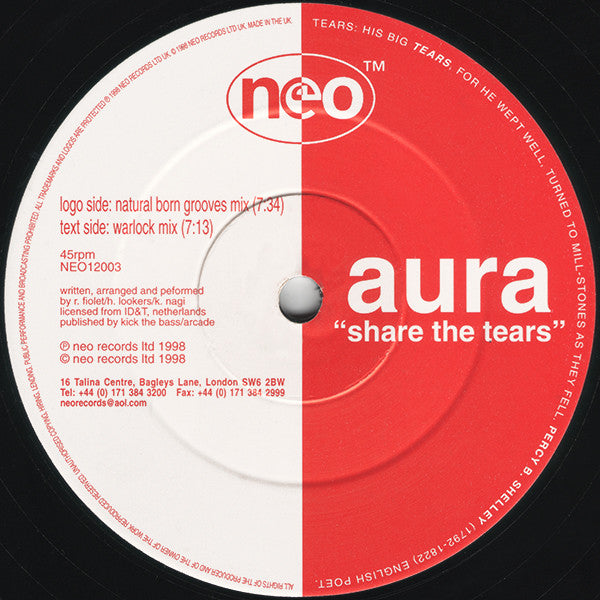 Aura - Share The Tears - Used Vinyl Record 12"