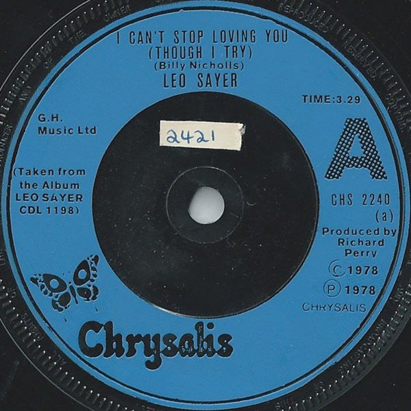 Leo Sayer - I Can't Stop Loving You (Though I Try) - Used Vinyl Recor