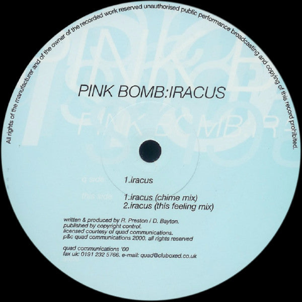 Pink Bomb - Iracus - Used Vinyl Record 12"