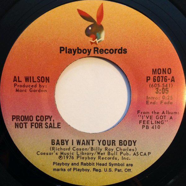 Al Wilson - Baby I Want Your Body - Used Vinyl Record 7"