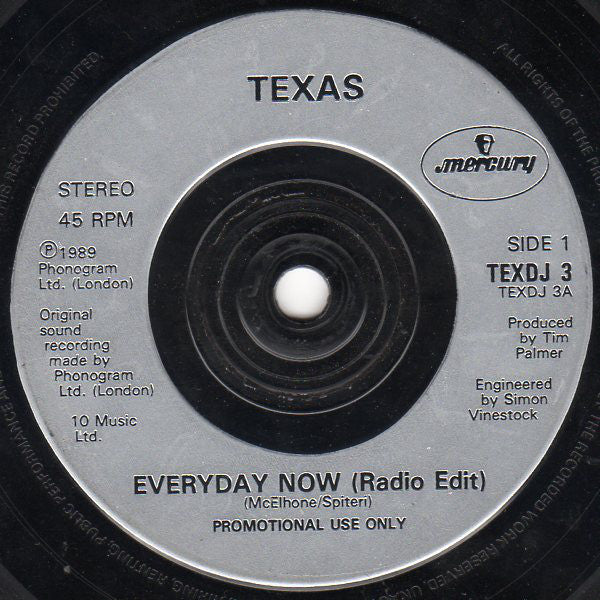 Texas - Everyday Now - Used Vinyl Record 7"