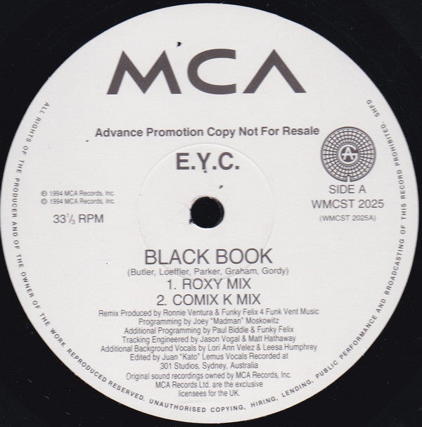 E.Y.C. - Black Book/One More Chance (Mixes) - Used Vinyl Reco