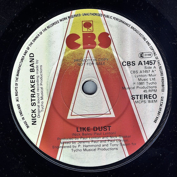 Nick Straker Band - Like Dust - Used Vinyl Record 7"