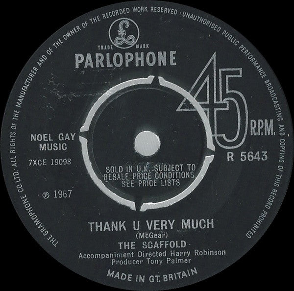 Scaffold - Thank U Very Much - Used Vinyl Record 7"