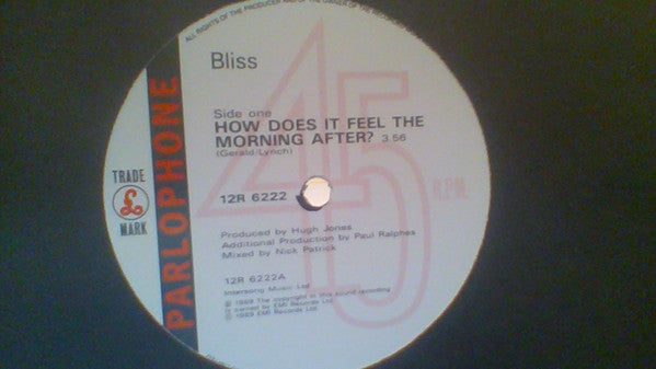 Bliss - How Does It Feel The Morning After? - Used Vinyl Record 12"