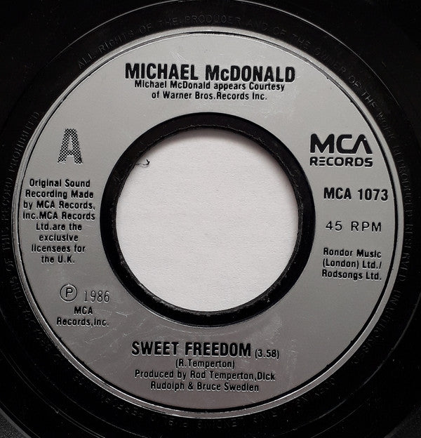 Michael McDonald - Sweet Freedom - Used Vinyl Record 7"