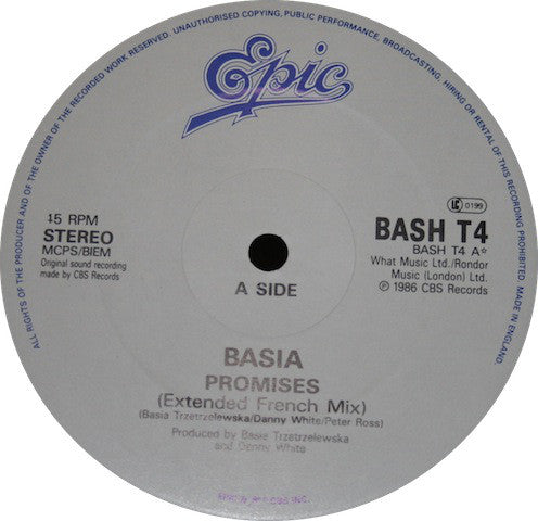 Basia - Promises (Extended French Mix) - Used Vinyl Record 12"
