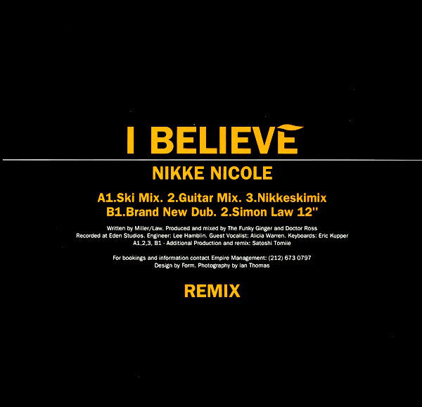 Nikke Nicole - I Believe (Remix) - Used Vinyl Record 12"