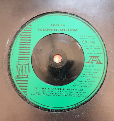 Kurtis Blow - If I Ruled The World - Used Vinyl Record 7"