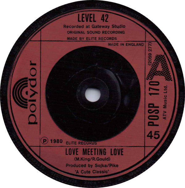 Level 42 - Love Meeting Love - Used Vinyl Record 7"