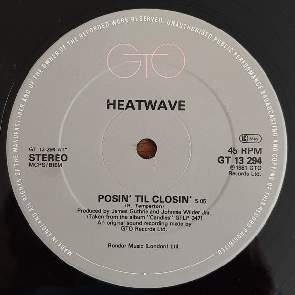 Heatwave - Posin' Til Closin' - Used Vinyl Record 12"