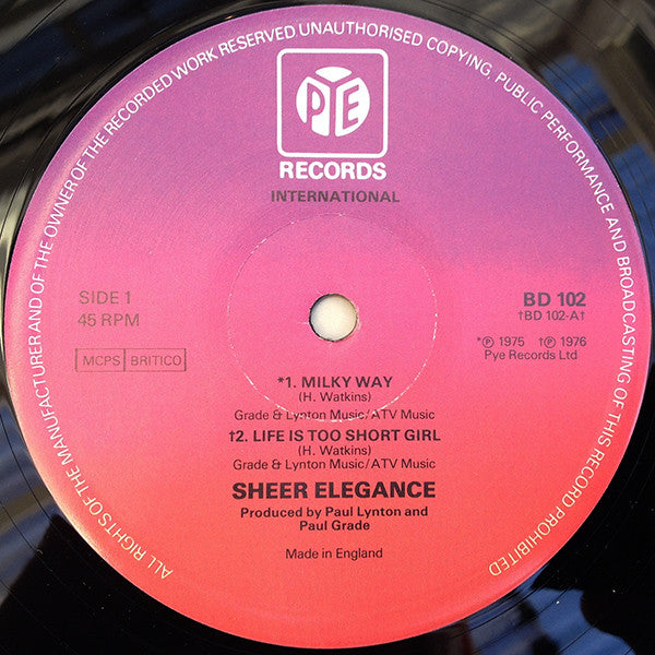 Sheer Elegance - Milky Way - Used Vinyl Record 12"