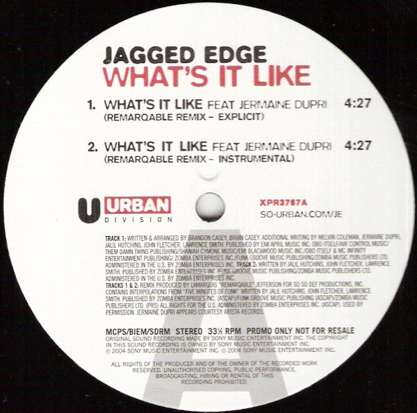 Jagged Edge - What's It Like - Used Vinyl Record 12"