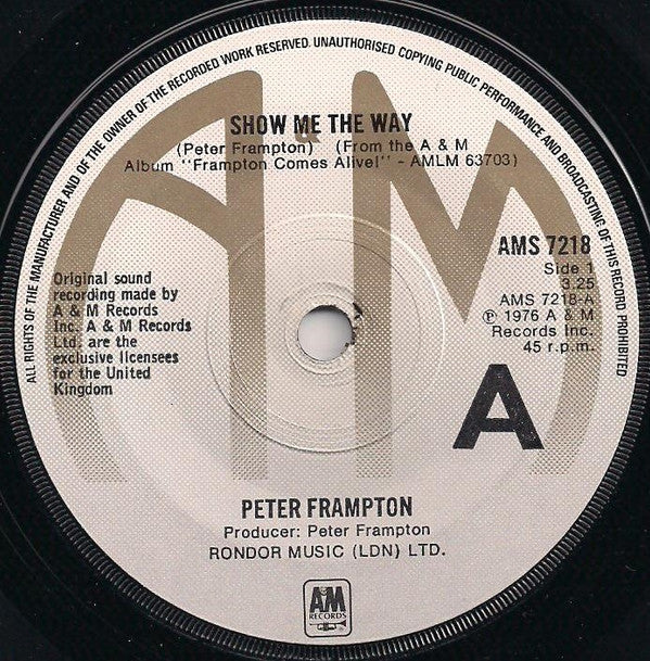 Peter Frampton - Show Me The Way - Used Vinyl Record 7"
