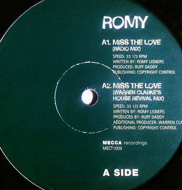 Romy Lisners - Miss The Love - Used Vinyl Record 12"