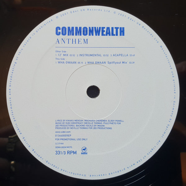 Commonwealth - Anthem - Used Vinyl Record 12"