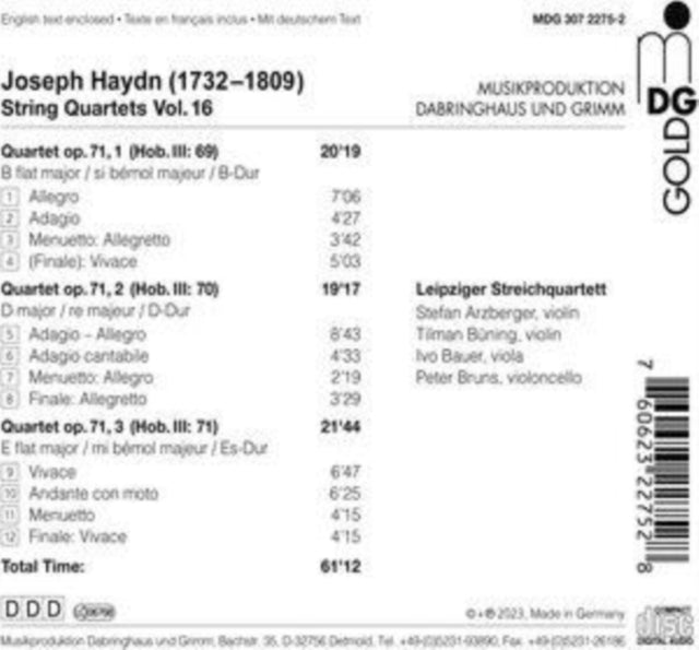 Joseph Haydn: String Quartets Vol. 16 - CD
