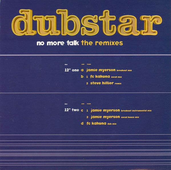 Dubstar - No More Talk - The Remixes - Used Vinyl Record 12"