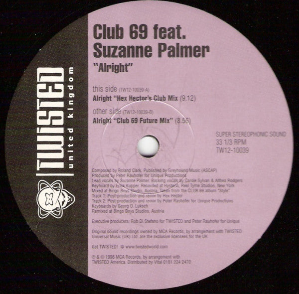 Club 69 - Alright - Used Vinyl Record 12"