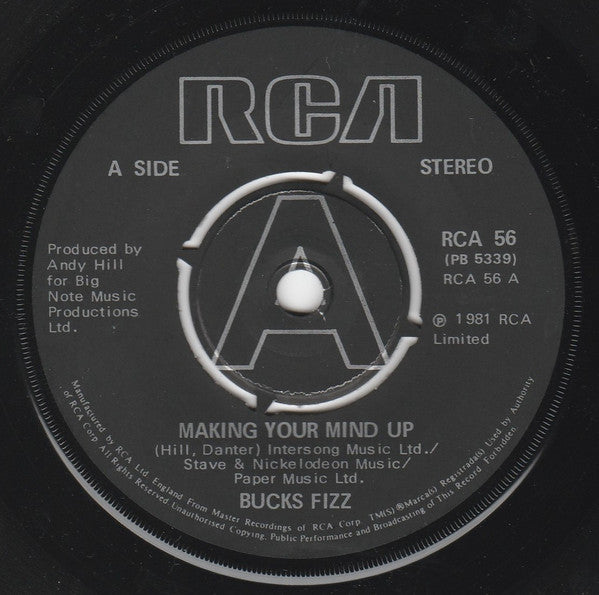 Bucks Fizz - Making Your Mind Up - Used Vinyl Record 7"