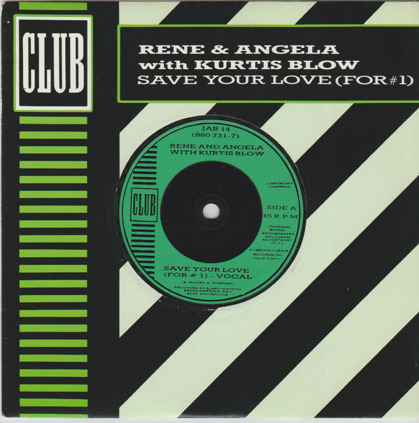Rene & Angela - Save Your Love (For #1) - Used Vinyl Record 7"