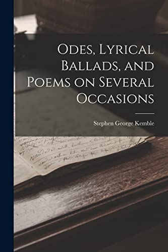Kembl - Odes, Lyrical Ballads, and Poems on Several Occasions - New pa