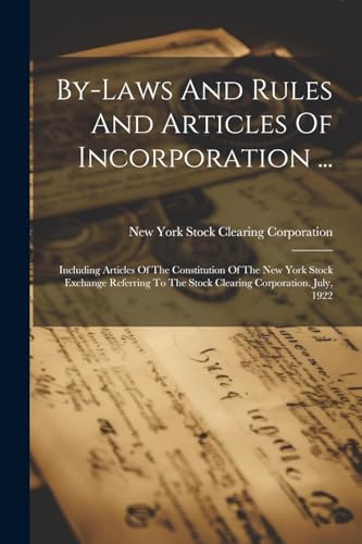 Stock Clearing Corpo - By-laws And Rules And Articles Of Incorporation