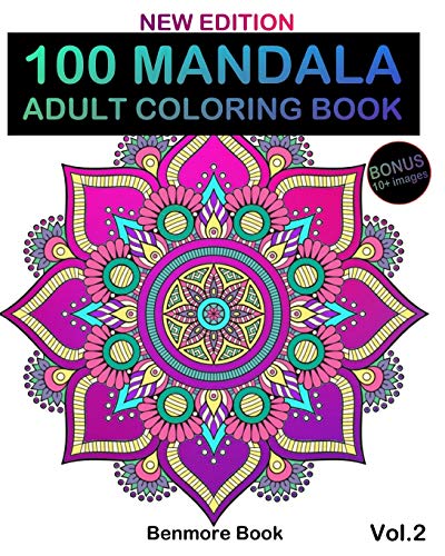 Book - 100 Mandala Adult Coloring 100 Mandala Images Stress Manageme