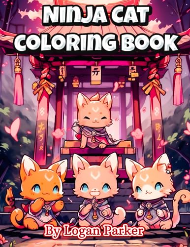 Parker - Kawaii Anime Ninja Cat Coloring Book Anime Style Adorable Ni