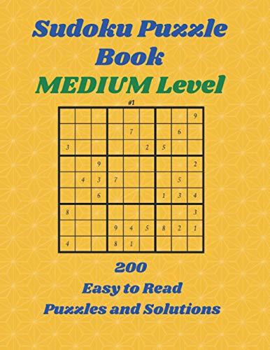Nightshad - SUDOKU Puzzle Book Medium Level, 200 Easy to Read Puzzles