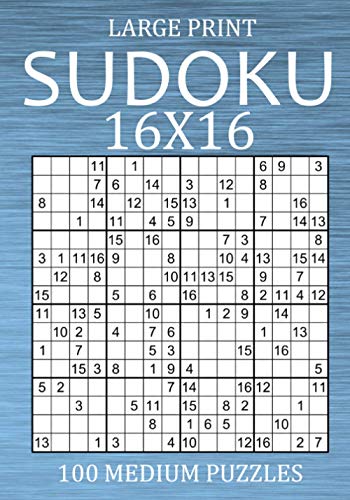 Hammond - Large Print Sudoku 16x16 - 100 Medium Puzzles Hexadoku Puzz