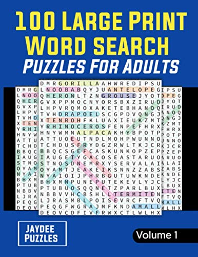 ADETAYO - 100 Large Print Word Search Puzzles for Adults Themed Puzzl