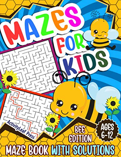 Press - Mazes For Kids Ages 6-12 Bee Maze Activity Book For Kids , 6-