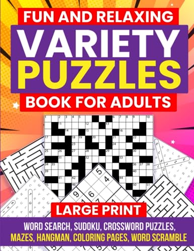 Publishing - Fun and Relaxing Variety Puzzles Book for Adults - New pa