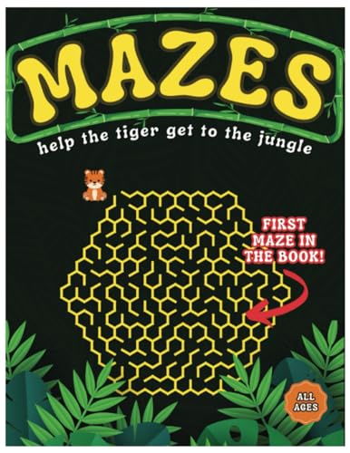 Story - Mazes Jungle Theme Puzzle Book for Kids and All Ages - New pa