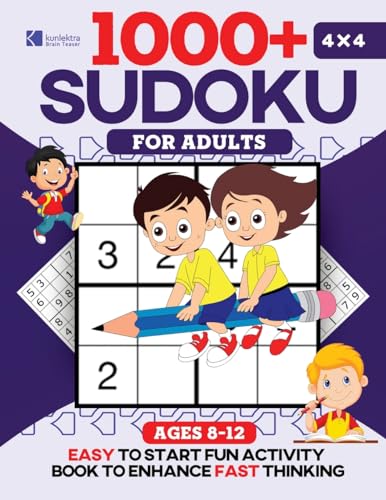 Brain Teaser - Kunlektra 1000+ 4 x 4 Sudoku Puzzle Book for Kids - Ne